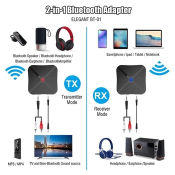 Bluetooth 5.0 Предавател приемник 2 в 1 Bluetooth адаптер 3,5 мм жак за едновременно използване на устройства Tx и Rx 2 2